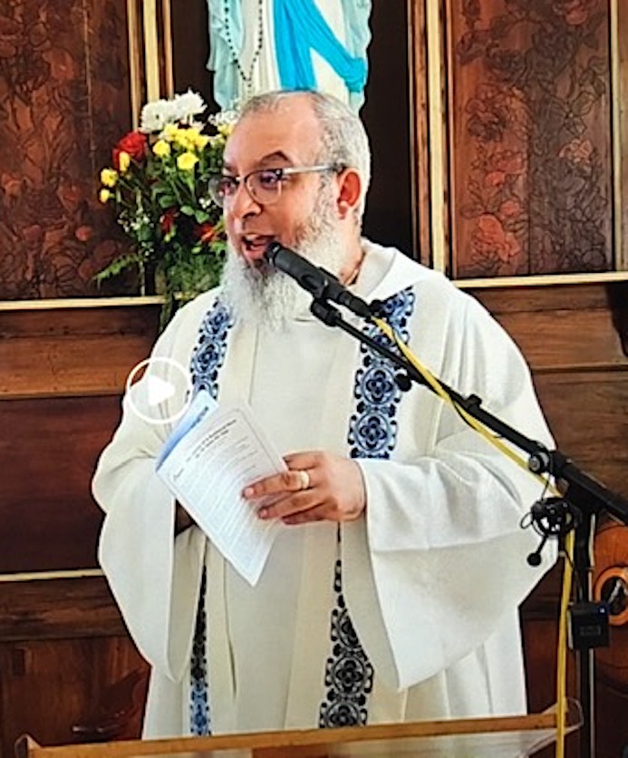 Honour: Father Colin Underwood takes the Mass in Seychelles