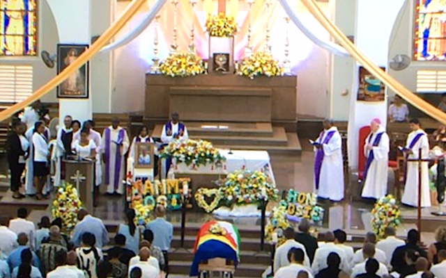 Sadness: The funeral service at the Cathedral (picture from YouTube)