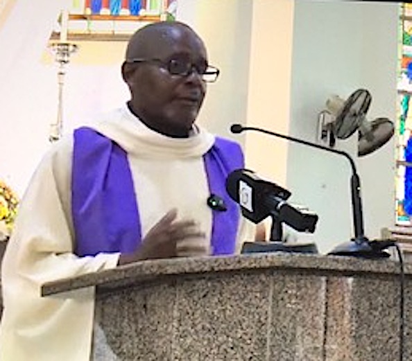Sermon: Father Alcindor who led the service (picture from YouTube)