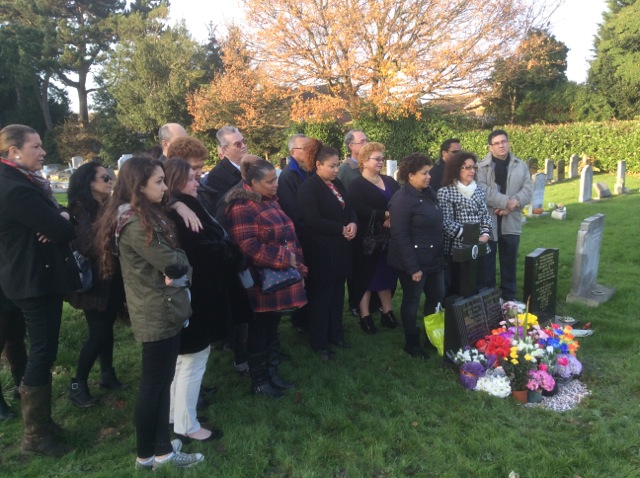 Sadness: Family and friends at the graveside of Gerard Hoarau 