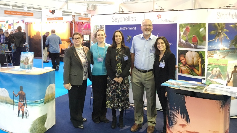 Experts: The team from the Seychelles stand at the Olympia travel show