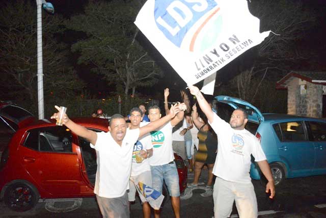 Victory: LDS supporters celebrate an outstanding election result