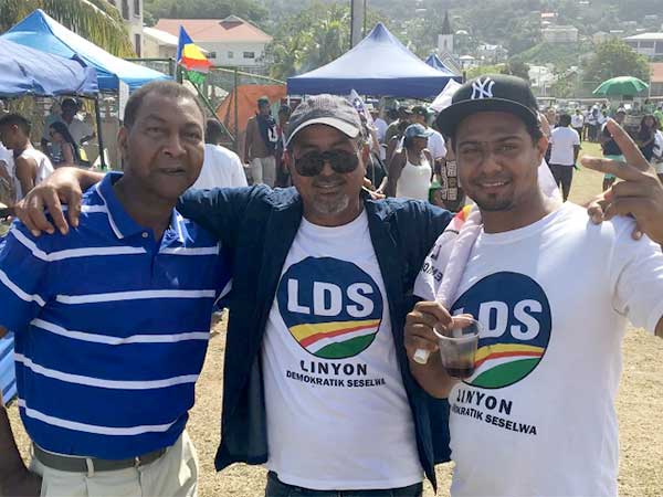 Victory: Lewis Betsy with some friends at the Rally