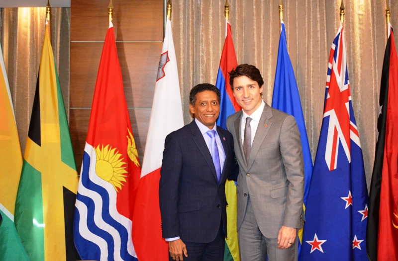 Praise: President Danny Faure with Justin Trudeau, Prime Minister of Canada