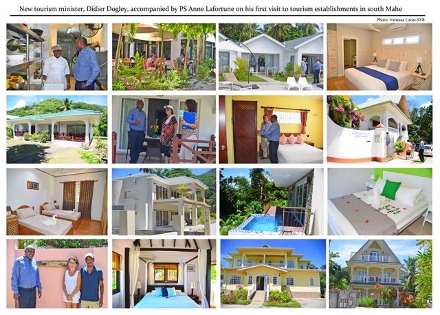 On the case: Minister Didier Dogley touring hotels in South Mahe