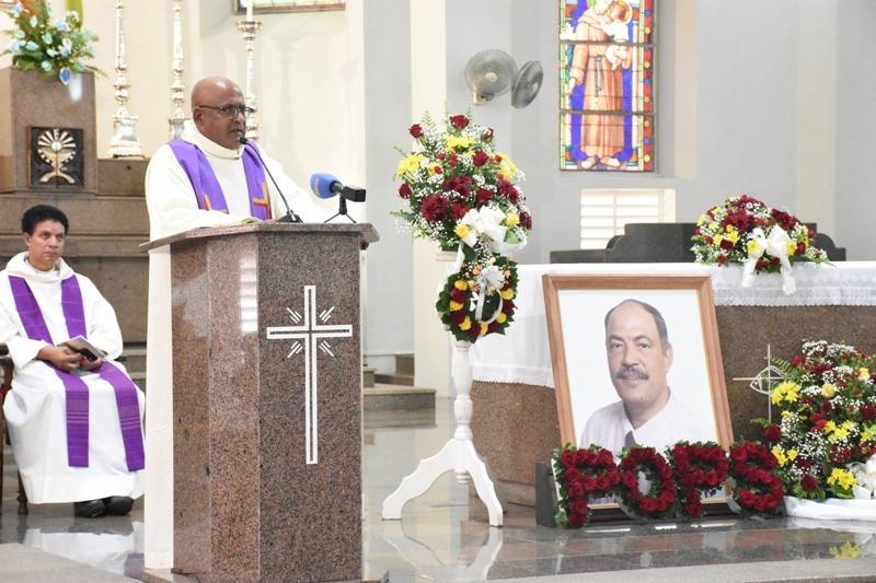 Tributes: Father Lonnie Adrienne at the service in the Cathedral