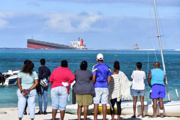 Disaster on the horizon: The MV Wakashio aground on a coral reef