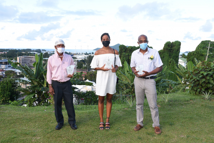 Honoured: Paul D’Offay, left, Felicity Passon and Joel Melanie with their shields