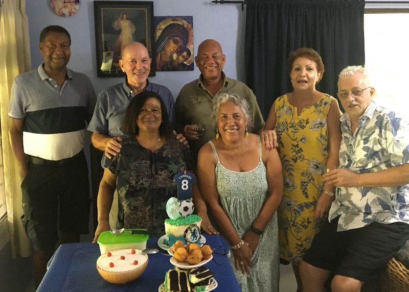 From left to right: Lewis, Barry, Terry, Juliana and Alain Hoareau. Front row: Bessie and Betty