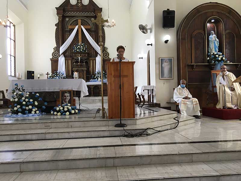 Honouring Gerard’s memory: Juliana Betsy at the Mass in Seychelles