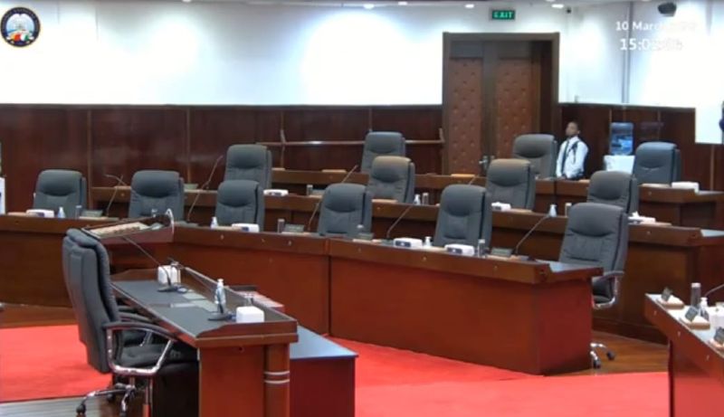 Protest: The empty opposition seats at the opening ceremony of the National Assembly