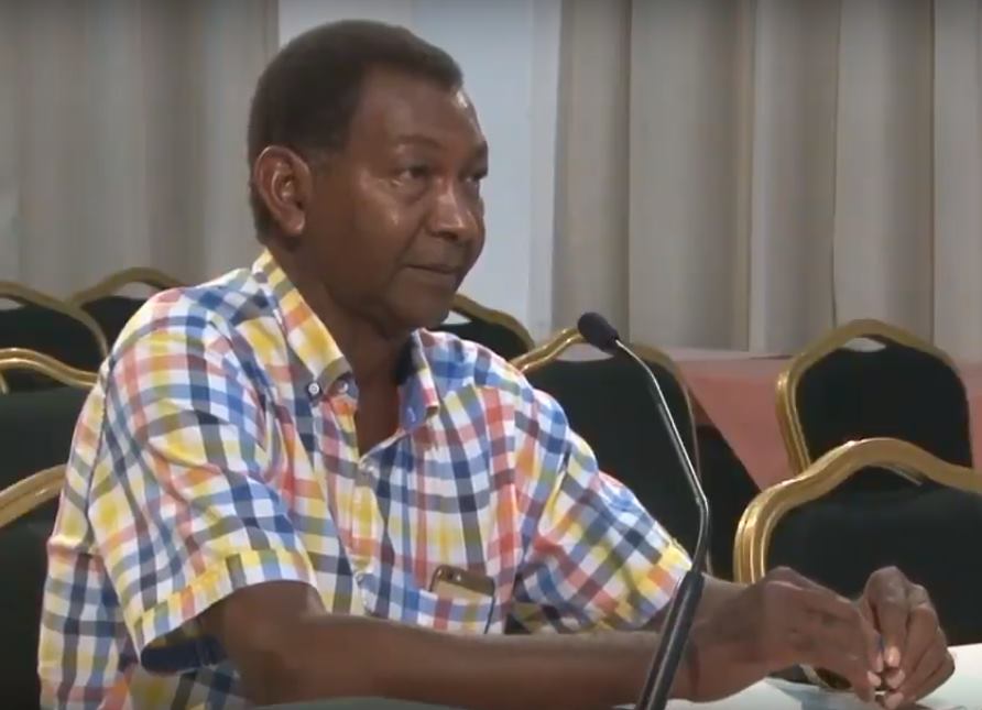 Giving evidence: Lewis Betsy at the TRNUC hearing in 2019. Picture courtesy of Today in Seychelles