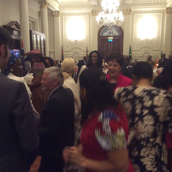 Making contact: Guests mingling at the Langham Hotel