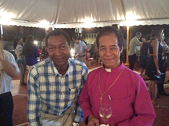 Guests: Lewis Betsy, Publisher of SeychellesLife, with Bishop French Chang-Him at the launch