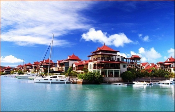 Red is the colour: The hundreds of villas, maisons and apartments with distinctive roofing on Eden Island is a sight to behold