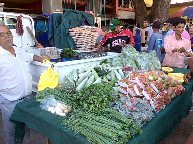 Bundles of pride:  Vegetables are spread out in a big display