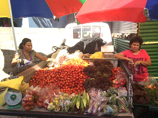 Goods by the lorryload:  Just look at the tomatoes that are up for sale